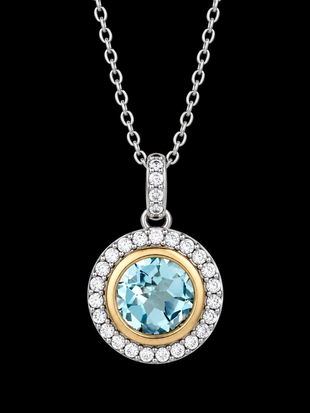 Blue Topaz & Cubic Zirconia 18" Pendant Necklace